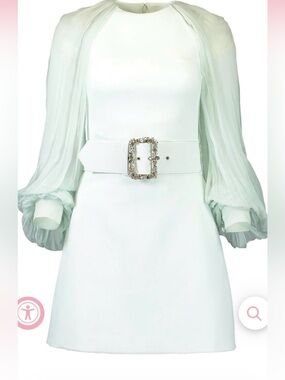 Safiyaa 10 Bishop Sleeve Crepe Caoimhe Spearmint Dress NO BELT
